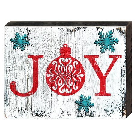 DESIGNOCRACY Joy Vintage Christmas Art on Board Wall Decor 9880608
